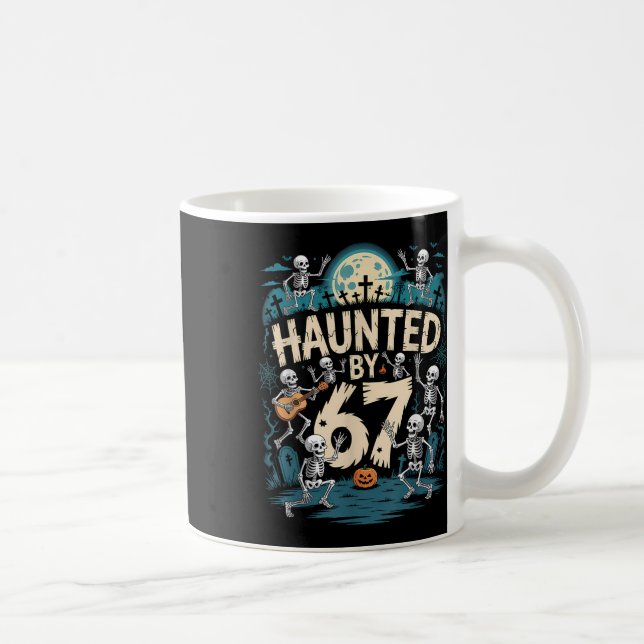 Haunted Six Seven 6 7 Meme 67 Skeleton Hand Hallow Coffee Mug (Right)