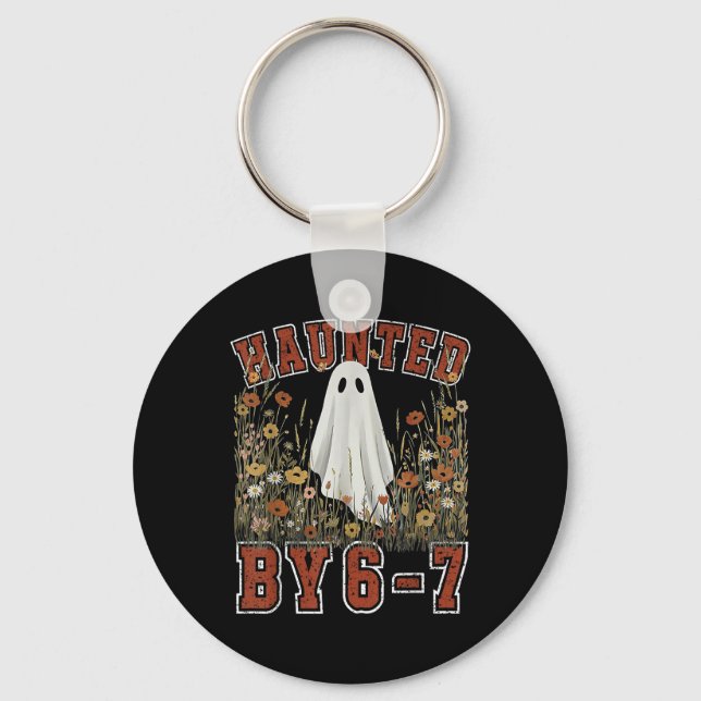 Haunted Six Seven 6 7 Meme 67 Skeleton Hand Hallow Key Ring (Front)