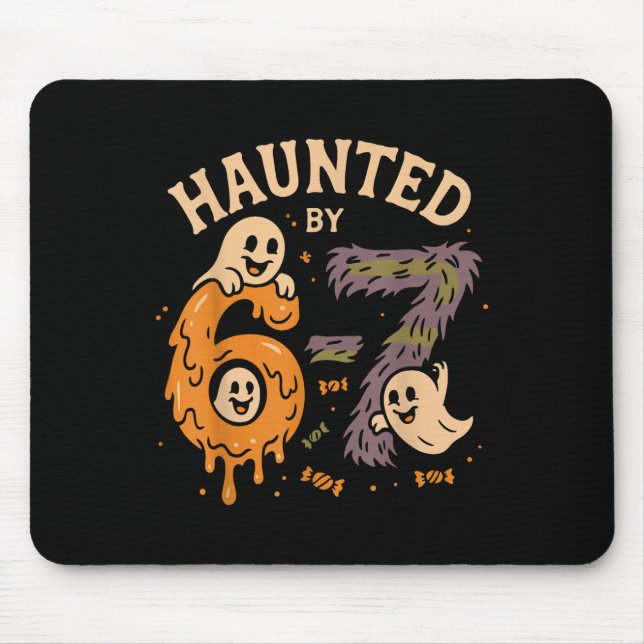 Haunted Six Seven 6 7 Meme 67 Skeleton Hand Hallow Mouse Pad (Front)