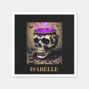 haunted skull gothic halloween night napkin