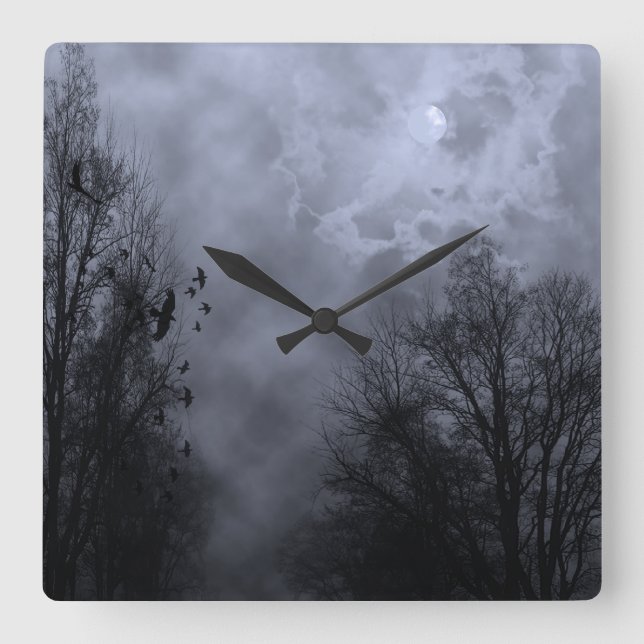 Haunted Sky Blue Mist Wall Clock (Front)