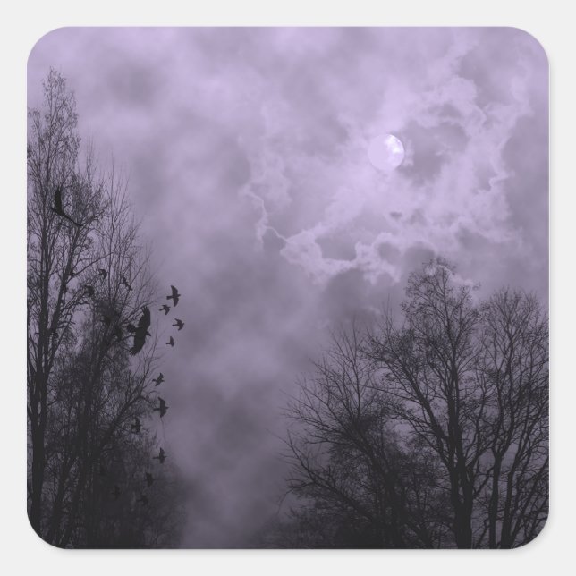 Haunted Sky Purple Mist Halloween Sticker (Front)
