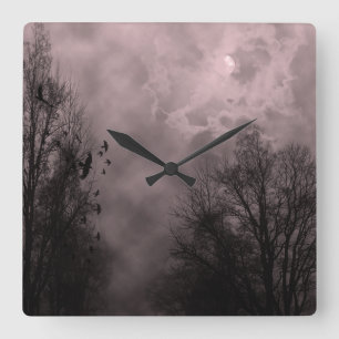 Haunted Sky Red Mist Wall Clock