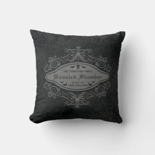 Haunted Slumber Macabre Any Family Name Halloween Cushion