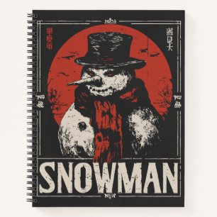 Haunted Snowman with Red Scarf Dark Winter Notebook