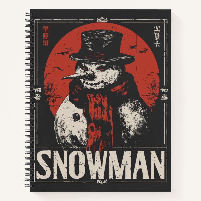 Haunted Snowman with Red Scarf | Dark Winter Notebook (Front)