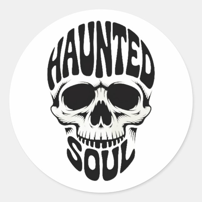 Haunted Soul Skull Typography Classic Round Sticker (Front)