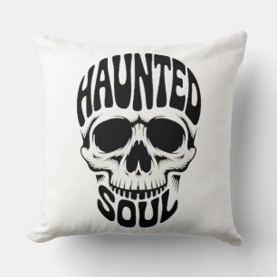 Haunted Soul Skull Typography Cushion