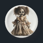 Haunted Spooky Doll Halloween Costume Party Paper Plate<br><div class="desc">Customise with any text. Matching items are available.</div>