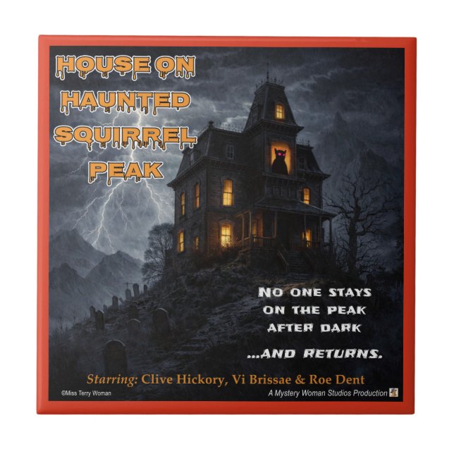 Haunted Squirrel Peak Ceramic Tile (Front)
