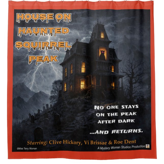 Haunted Squirrel Peak Parody Shower Curtain (Front)