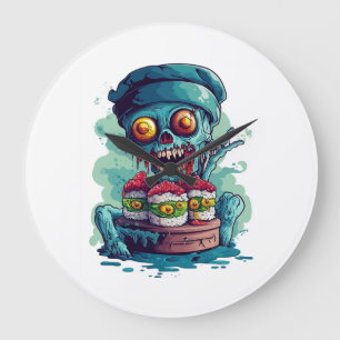 Haunted Sushi Chef Large Clock
