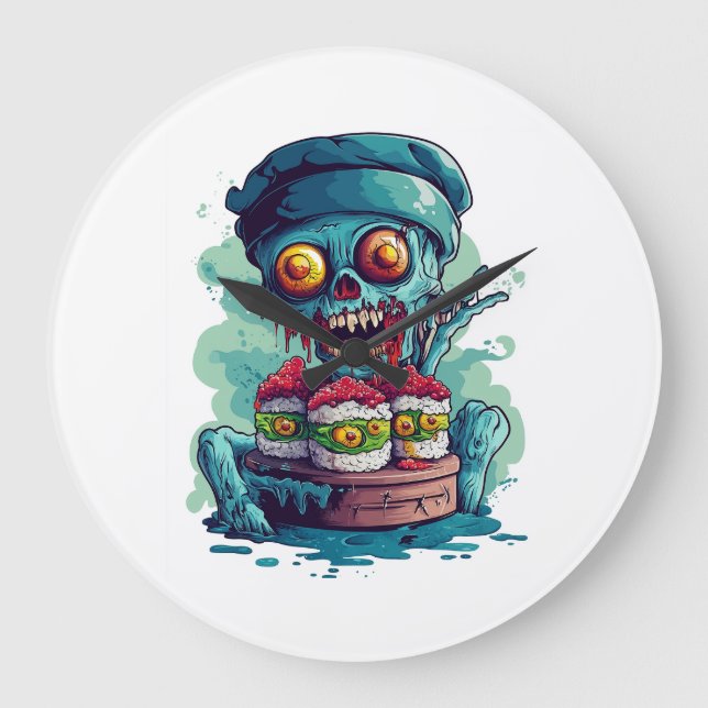 Haunted Sushi Chef Large Clock (Front)
