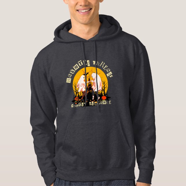 Haunted Threads Ghostly Elegance T-Shirt Hoodie (Front)