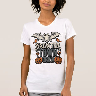 Haunted Town Shirt Vintage Halloween Bat Pumpkin T