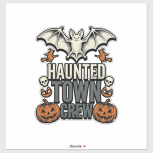 Haunted Town Shirt Vintage Halloween Bat Pumpkin T