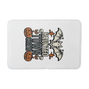 Haunted Town Shirt Vintage Halloween Bat Pumpkin T Bath Mat