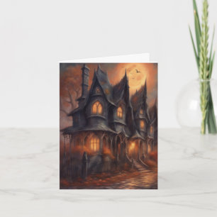 Haunted Victorian House Halloween instant download Card