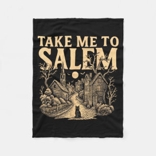 Haunted Village Spooky Halloween Witch Town Take Fleece Blanket