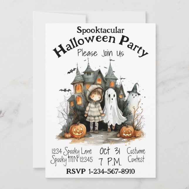 Haunted Whimsy Halloween Party  Invitation (Front)