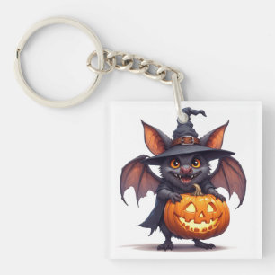 Haunted Witch Bat With Pumpkin Lantern 🎃 Key Ring