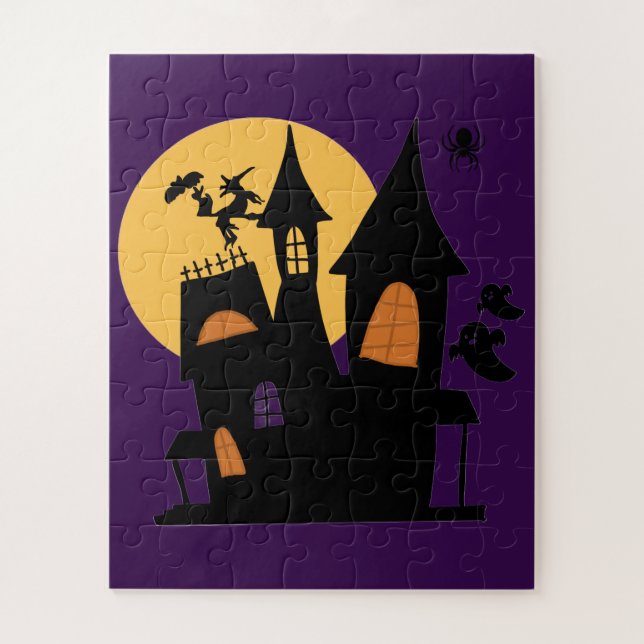 Haunted Witch Castle Puzzle – Spooky Halloween Fun (Vertical)