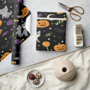 Haunted Wolf Pack Halloween Night Wrapping Paper