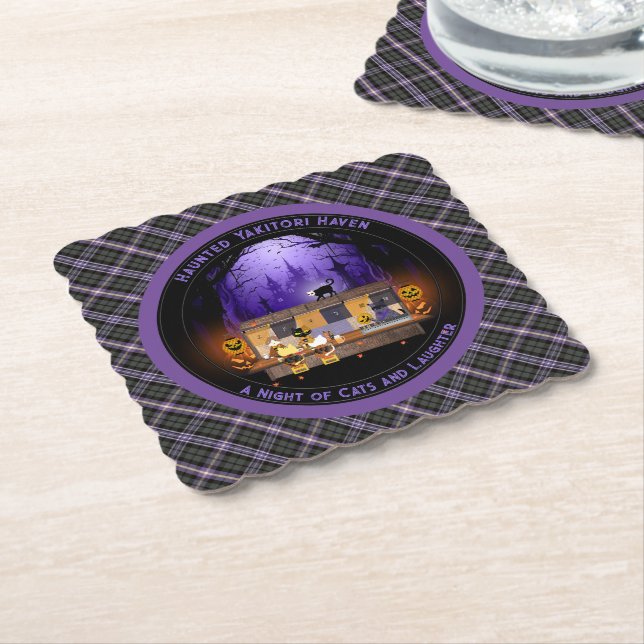 Haunted Yakitori Haven Paper Coaster (Angled)