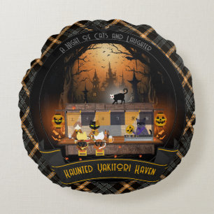Haunted Yakitori Haven Round Cushion