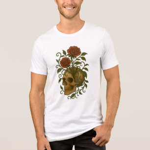 Haunting Beauty Skull and Roses Halloween Art Tri-Blend Shirt