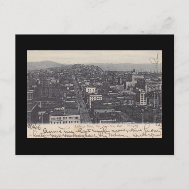 Haunting Birdseye View ~ San Francisco before EQ Postcard (Front)