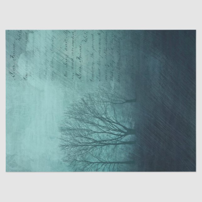 Haunting Blue Background With Trees and Writing Tissue Paper (Front)