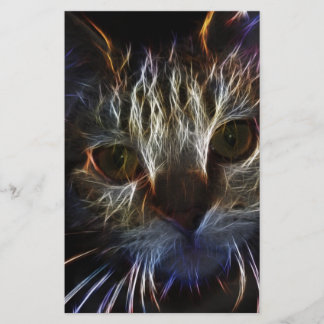 Haunting cat face art, made of light - gothic