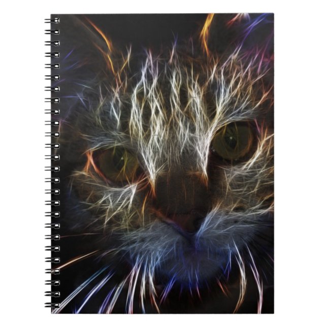 Haunting cat face art, made of light - gothic notebook (Front)