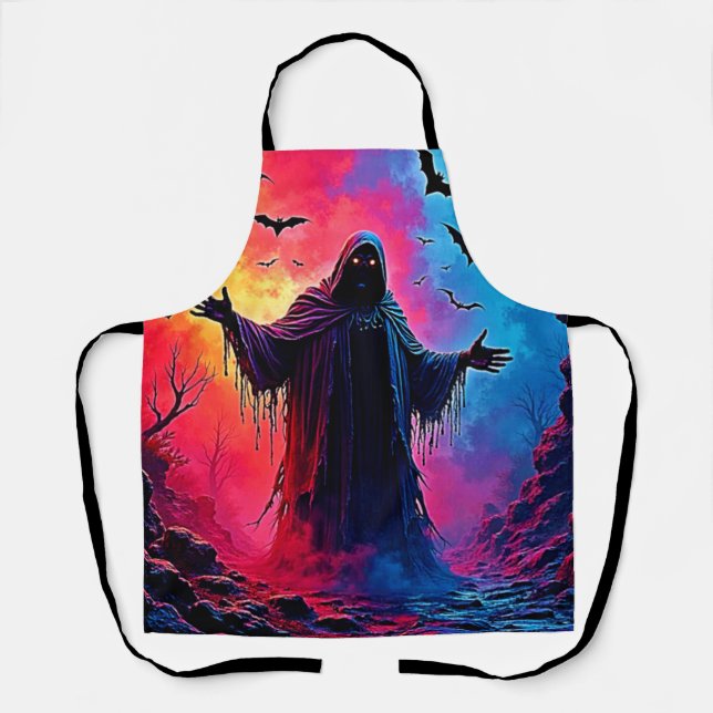 Haunting Demon Cloaked In Shadows Design Apron (Front)