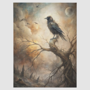 Haunting Fantasy Gothic Raven & Moon Tissue Paper