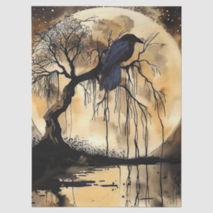 Haunting Fantasy Gothic Raven & Moon Tissue Paper