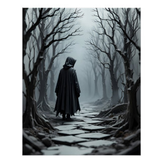 Haunting Forest Papercraft Scene Poster