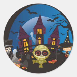Haunting Halloween Night Classic Round Sticker