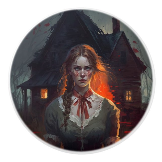 Haunting house ceramic knob (Front)