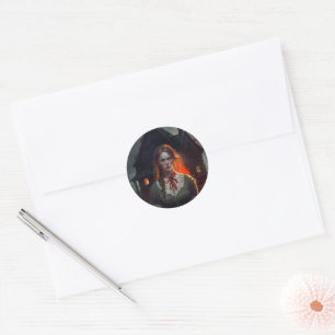 Haunting house classic round sticker