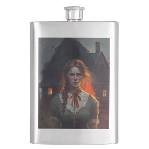 Haunting house hip flask