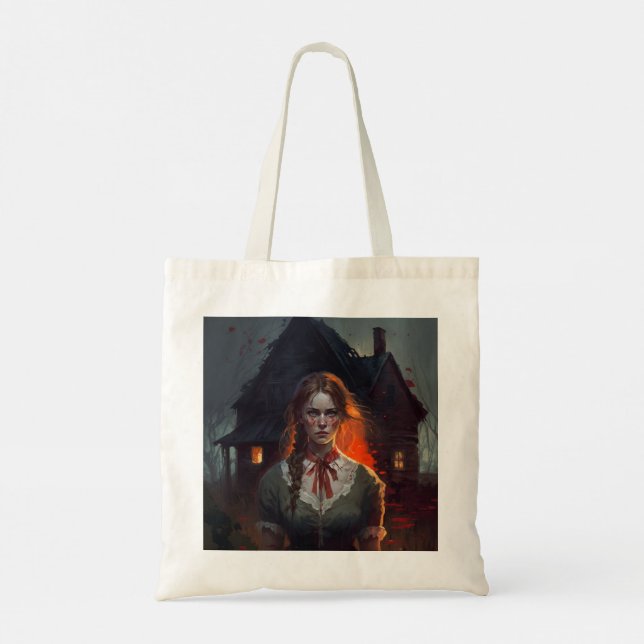 Haunting house tote bag (Back)