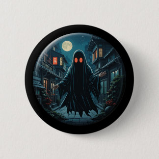 'Haunting in the Shadows' - Black Ghost  6 Cm Round Badge