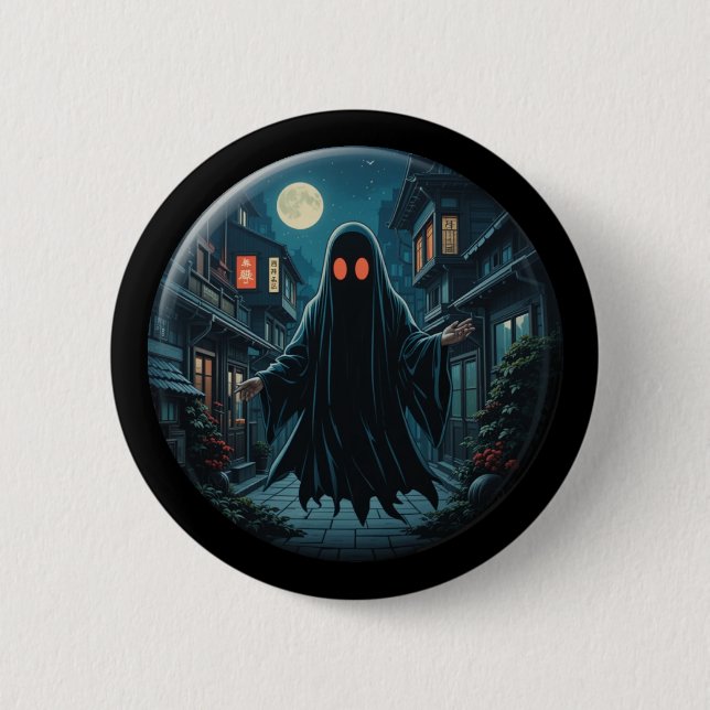 'Haunting in the Shadows' - Black Ghost  6 Cm Round Badge (Front)