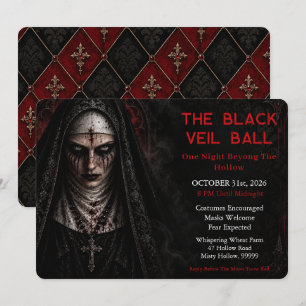 Haunting Nun Dark Gothic Halloween Party Invitatio Invitation