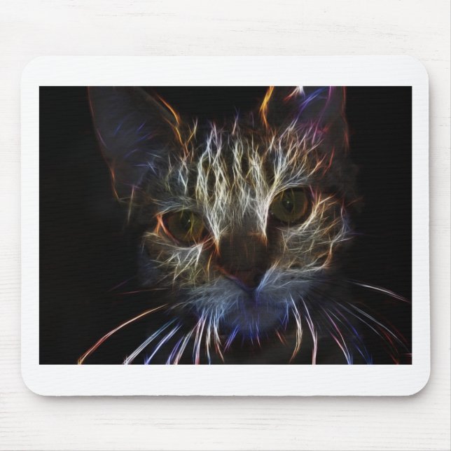 Haunting pet cat face art, made of light - gifts mouse pad (Front)