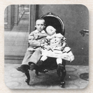 Haunting Vintage Sibling Portrait Coaster