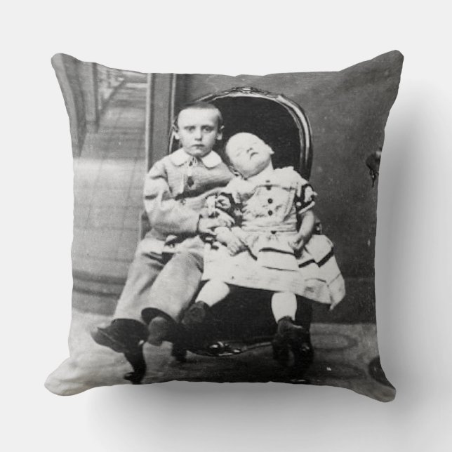 Haunting Vintage Sibling Portrait  Cushion (Front)