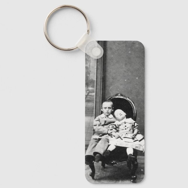 Haunting Vintage Sibling Portrait  Key Ring (Front)